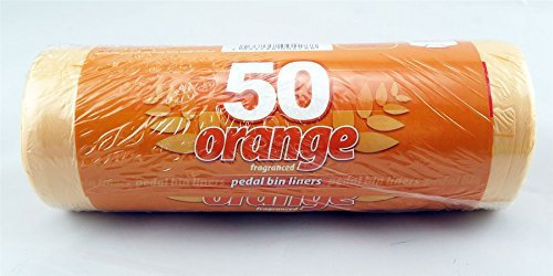 50 Pack Of Orange Frangranced Scented Handle Pedal Bin Liners