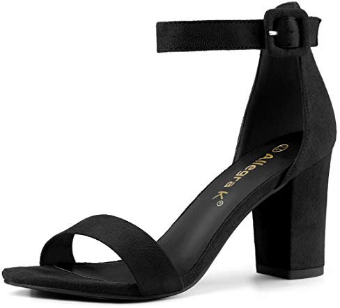 Allegra K Sandales à Bout Ouvert Chunky à Talon Haut pour Femme Noir 40