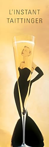BUY ART FOR LESS Offiziell lizenziertes LInstant Taittinger Grace Kelly Champagne Ad Art Poster – 30,5 x 91,4 cm – dekorativer Druck – Posterpapier – fertig zum Rahmen