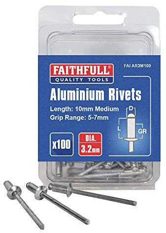 Faithfull FalAR3M100 Lot de 100 rivets aluminium Diamètre 3 mm Taille M