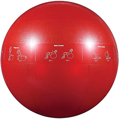 GoFit Professional Stability Ball 65cm Exercise Ball for Core Strengthening, Balance Training, Yoga, Pilates & Physical Therapy, Non-Slip Surface, Hand Pump Included - 65 cm, Red