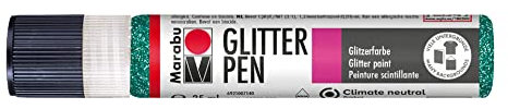 Marabu 18030009592 - Glitter Liner petrol, Glitzer - Effektfarbe auf Wasserbasis für bezaubernde Glitzereffekte auf Stoff, Holz, Metall speichelecht, einfache Fixierung