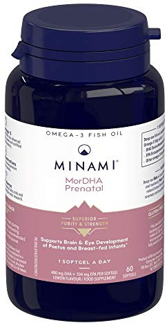 Omega 3 Fish Oil Supplement - Minami - MorDHA Prenatal with high Concentration of DHA Formula - Supports Brain and Eye Development of Foetus and Breast-fed Infants - 60 Softgels