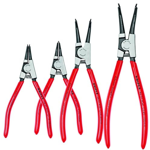 KNIPEX Tools - 4 Piece External Circlip Set, 45 Degree (9K001902US), Red