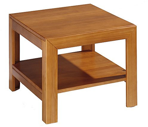 Moblit Centro de Rincon Cuadrado co Estante RTealizado en Madera de Pino Maciza Serie Kalpe Color Cerezo Medidas (45x55x55) cm (AltoxAnchoxFondo)