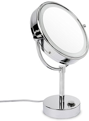 casa pura® Miroir cosmétique avec éclairage LED | Miroir sur pied avec lumière | Confort maximal pour les soins du visage et le rasage | Miroir de maquillage | 3 degrés de grossissement élevés au