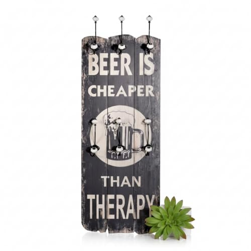 Melko Hängegarderobe Garderobenpaneel 6 Kleiderhaken 100x40 cm Holz Schwarz | mit dekorativen Schriftzügen, Haken einzeln anbringbar, für Mäntel, Taschen und Hüte, schnelle Befestigung an der Wand