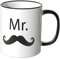 WANDKINGS® Tasse, Schriftzug: Mr. mit einem Schnurrbart - SCHWARZ