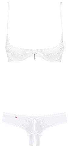 Obsessive Completo Intimo Donna a 2 Pezzi: Reggiseno e Slip, Bianco Aperto, S-M