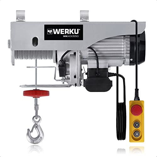 Werku WK400550, Polipasto Cable, Calidad Profesional, Carga MAX 1000 kg, Potencia 1600 W, Protección IP54, Altura MAX 22 m