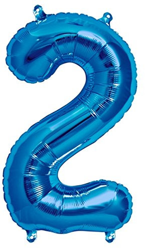 ballonfritz® Ballon Zahl 2 in Blau - XXL 40/102cm - Folienballons für Luft oder Helium als Geburtstag, Jubiläum, Hochzeit oder Abschluss Geschenk, Party Dekoration oder Überraschung