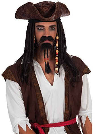 PARTY DISCOUNT Bart Pirat mit Perlen, schwarz