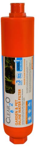 Clear2O® Garden & Pet Water Hose Filter - Reduces Chlorine, Lead, Heavy Metals - Ideal for organic farmers - (Orange)