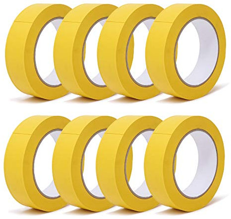gws Putzband 8 Rollen PVC glatt gelb Abklebeband leicht abrollbar Maler-Schutzband in Profi-Qualität versch. Farben & Breiten je Rolle 33 m x 30 mm