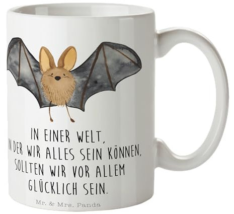 Mr. & Mrs. Panda Tasse Fledermaus Flügel - Geschenk, Becher, Kaffeetassen, lustige Sprüche, Tiere, Teebecher, Gute Laune, Designer Tasse,