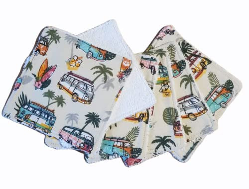 Lingettes lavables en coton éponge bio et motifs vintages pour maman ou bébé