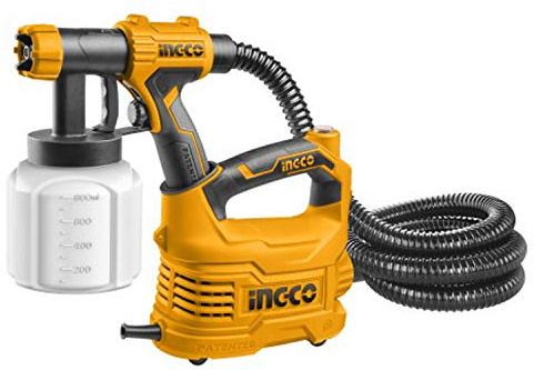 Ingco Pistola A Spruzzo Aerografo Professionale 500 W per Verniciatura con Accessori Inclusi
