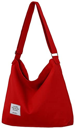 ZhengYue Damen Canvas Handtasche Schultertasche Casual Multifunktionale Umhängetaschen Groß für Schule Shopper Lässige täglich Rot
