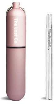 The Last Co. Reusable + Portable Telescopic Stainless Steel Straw with Keychain Case (Coral Pink)
