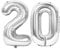 Siumir Zahlenballons Silber Number Folienballons Zahl 20 Riesenzahl Luftballons für Geburtstag, Hochzeit, Jubiläum Party Dekoration