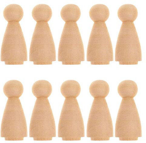 10 Stück Holz-Puppen, unlackierte Holzpuppenkörper, unlackierte Holzfiguren, unlackiertes Holz, Baby-Puppe, Holzengel, Puppe für DIY Handwerk