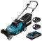 Makita DLM432PG2 Twin 18V (36V) Li-Ion LXT 43cm Rasenmäher komplett mit 2X 6,0Ah Akkus und Twin Port Ladegerät