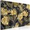 decomonkey Bilder Pflanzen 120x80 cm 1 Teilig Leinwandbilder Bild auf Leinwand Vlies Wandbild Kunstdruck Wanddeko Wand Wohnzimmer Wanddekoration Deko Laub Abstrakt schwarz