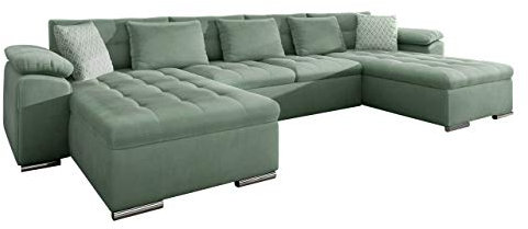 Mirjan24 Ecksofa Wicenza, Design Big Sofa Eckcouch Couch, mit Schlaffunktion Bettfunktion, Wohnlandschaft, U-Form, Große Farbauswahl (Magic Velvet 2227 + Magic Velvet 2227 + Evo 29)