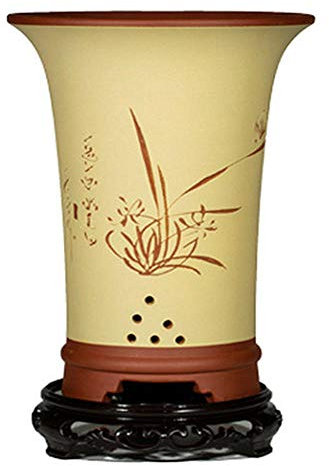 XFDZSW MALL Jaune Bac a Fleurs avec Trou de Vidange Fait Main Cache Pot Ceramique Interieur pour Le Cadeau, La Décoration Intérieure Ø 20 cm x H 30.5 cm