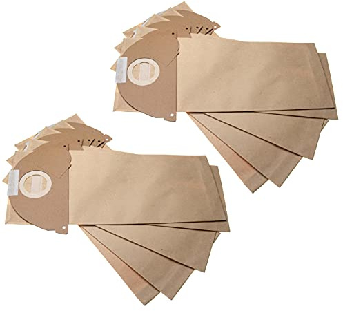 vhbw 10x Staubsaugerbeutel kompatibel mit Kärcher Dry 5125, K 2000, K 2101, K 2101 TE, K 2111 Staubsauger - Papier, 42,4cm x 16,9cm, Sandfarben