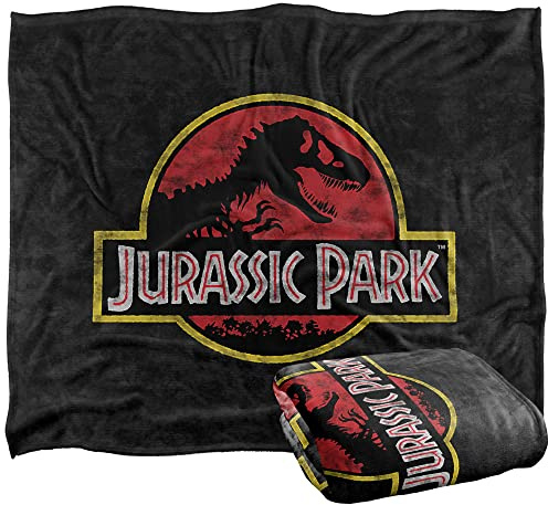 Jurassic Park Classic Logo Superweiche Kuscheldecke mit seidigem Griff – 152 x 127 cm