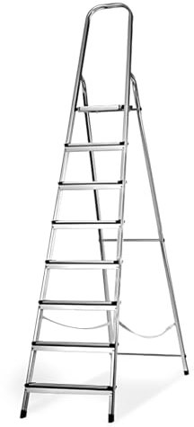 Amig - Stehleiter mit 8 Stufen | Aluleiter Aus Aluminium mit 8 cm breite Stufen | Leicht, stabil und widerstandsfähig | Häusliche Aufgaben und professioneller Einsatz