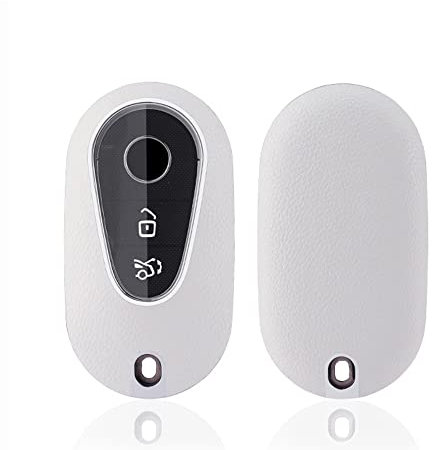 HIBEYO Smart Autoschlüssel Hülle passt für Mercedes S-Klasse W223 Cover Leder Schutzhülle Schlüsselhülle für Benz C-Klasse W206 S-Klasse S300 S350 S400 S450 Schlüsselbox Schlüsselanhänger-Weiß