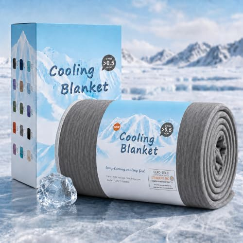 Topcee Cooling Blanket (90x90Queen Size) for Sweats Absorbs Heat to Keep Adults Cool on Warm Nights, Q-Max 0.5 for Hot Sleepers, Ultra-Cool Lightweight Blanket for Bed