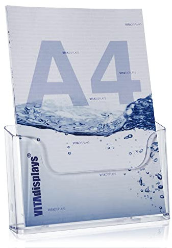 10 Stk. DIN A4 Tischprospektständer, Flyerständer, transparenter Flyerhalter, standfester Tisch-Prospekthalter, Prospektständer, Tisch-Prospektständer für A4 Flyer und Prospekte, optionale Wandmontage