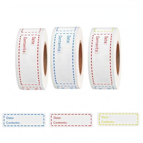 450pcs Removable Food Freezer Labels, 1 x 3 Inch Self-Adhesive Food Storage Stickers, Refrigerator Freezer Paper Label Easy Clean Leaves No Residue,3 Rolls 4 Colors Food Labels