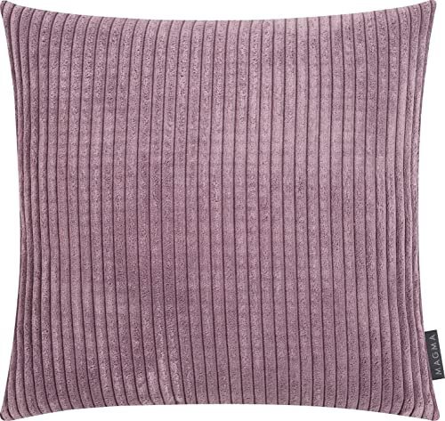 MAGMA Shara Kissenbezug 45x45 cm - lila,- samtig weich kuschelig Cord Look, rechteckiger Kissenbezug, für Wohnzimmer, Schlafzimmer, Büro und Gästezimmer Waschbar