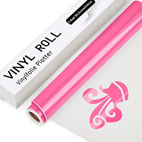 IModeur Vinylfolie Plotter Rosa, 30.5cm x 244 cm Glänzend Rosa Plotterfolie Vinyl für Cricut, Silhouette Cameo, die meisten Schneidemaschine