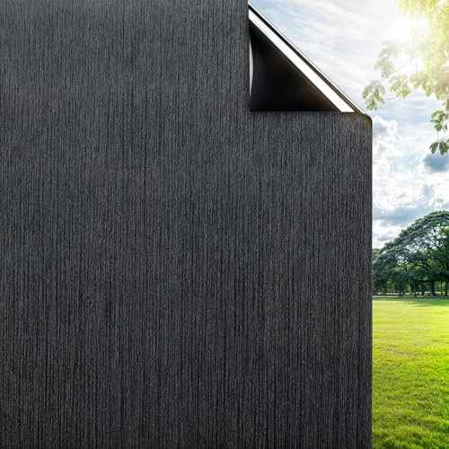 Qualsen Vinilos para Cristales Acabado Satinado Vinilo Ventana Privacidad Vinilo sobre Cristal Translúcido Decorativos Electrostaticos Vinilo Adhesivo Cristal para Hogar Oficina (Negro, 44.3x200cm)
