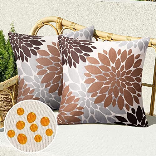Kissenbezug Füllung Sofakissen Bezug 2er Set Dekokissen Kissenbezüge Dahlie Abstrakt Outdoor Couchkissen Zierkissenbezüge Leinen für Schlafzimmer Sofa Stuhl Bett Garten,Braun,45 x 45 cm