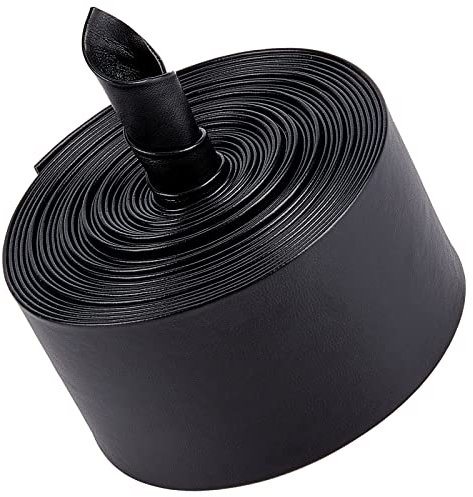 GORGECRAFT 5m 50mm Breites Lederbesatzband Umklappbare Lederstreifen Kunstlederband Schnur Aus Schwarzem Genarbtem Litschi-Imitat Flaches Lederband Für Heimwerker Nähen Säumen Kunsthandwerk Schmuck