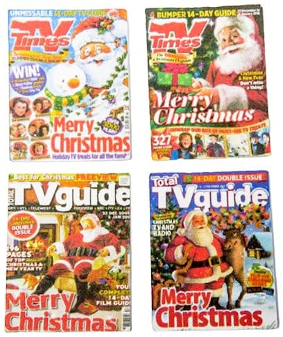 Melody Jane Dolls House Christmas TV Guide Magazine Cover Set 1:12 Living Room Accessory