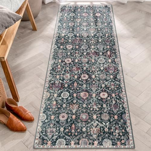 Lahome Waschbarer Läufer mit marokkanischem Rankgitter, 5 x 15 cm, Küchenläufer für Flur, 1,8 m, rutschfest, Vintage-Waschküchenteppich, ultradünner Teppich für Badezimmer, Schlafzimmer