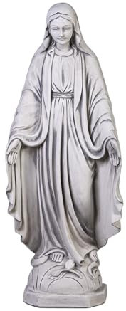 gartendekoparadies.de Statue der heiligen Maria, Madonna, Steinfigur, H. 83 cm, 38 kg, Grau, frostsicher aus Steinguss für Außenbereich