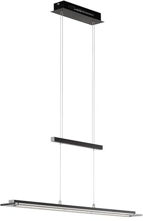Fischer & Honsel Pendelleuchte, Tenso TW | sandschwarz/chrome-/ rauchfarben | L: 115 cm, B: 9 cm | Höhe 80-150 cm | stufenlos dimmbar | Farbtemperatureinstellung 3 Stufen | 60992 | EEG: F