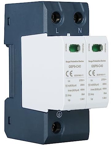 DEWIN Scaricatore di Sovratensione, 2P 40KA AC 275V Dispositivo di Protezione Contro Le Sovratensioni Scaricatore di Sovratensione a Bassa Tensione della Casa per la Protezione Contro i Fulmini