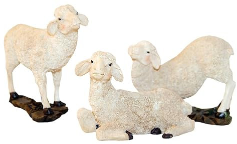 FADEDA 3X Schafe/Höhe:13 cm/handbemalt/detailgetreue Krippen Figuren - Weihnachten Tisch Dekoration Krippe Zubehör