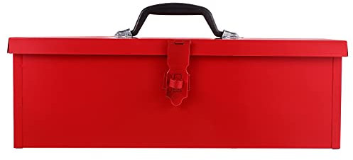 OSALADI 1 Stück Blattbox Werkzeugkasten Aus Blech Roter Werkzeugkasten Aus Metall Multifunktionswerkzeug-Organizer Abschließbarer Werkzeugkasten Aus Metall Aktentasche Koffer Eisenblech