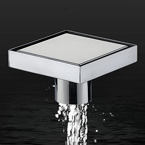 Quadratischer Duschbodenablauf mit Filtersieb, Edelstahlablauf, Gebürstetem High-Flow-Kit-Flansch, Abnehmbarer Gitterabdeckung und Haarflansch aus Lebensmittelechtem SUS 304
