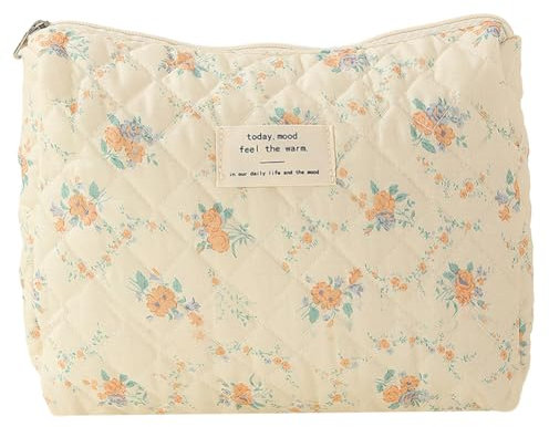 Reise Kosmetiktasche, Gesteppte Kulturtasche Damen, Kulturbeutel Damen mit Blumenmuster, Kosmetiktasche Groß Kapazität, Make up Bag Waschtasche für Kinder Mädchen Herren